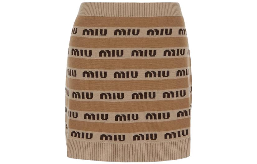 Order (W) MIU MIU 棕色条纹标志针织迷你裙休闲装. MMG458-1V8X-F0627-S-232