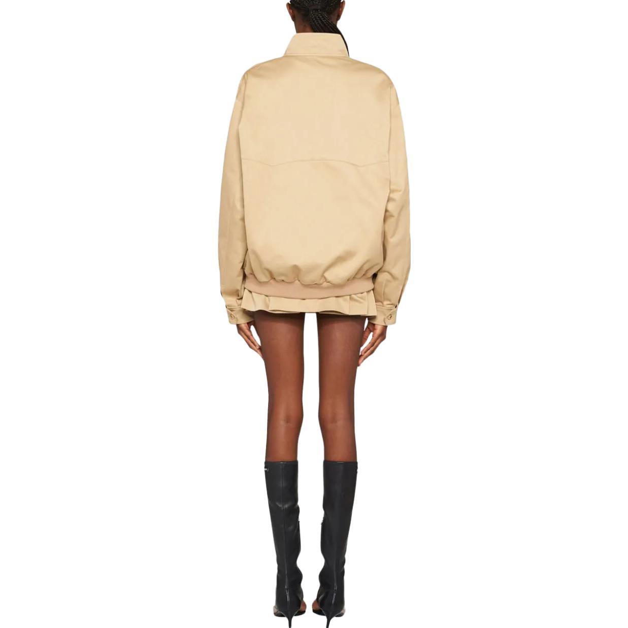 Shop (Women) MIU MIU  Brown Loose Fit Zipper Jacket with Letter Embroidery. ML943-1UPX-F0065-S-232