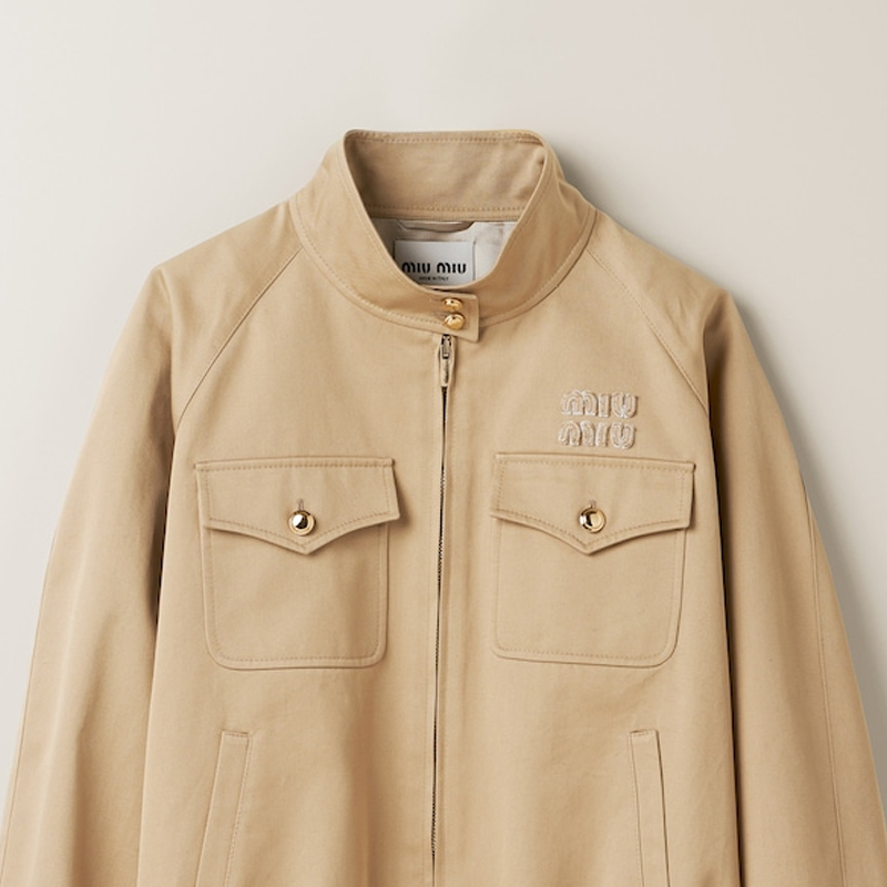 Details for (Women) MIU MIU  Brown Loose Fit Zipper Jacket with Letter Embroidery. ML943-1UPX-F0065-S-232