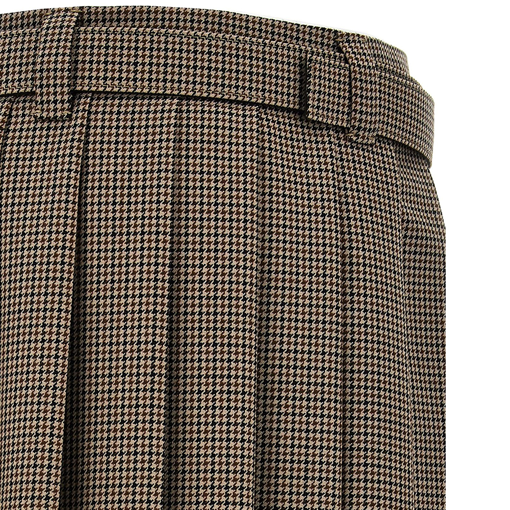 (Women) MIU MIU  Brown Pleated Midi Skirt with Belt Casual Style. MG2031-15PJ-F0005-S-232 圖 4