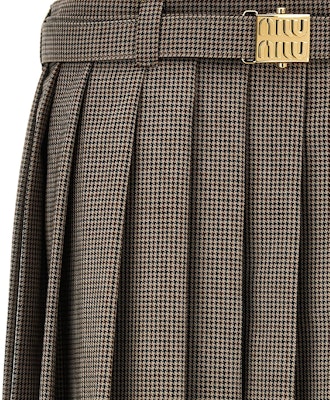 (Women) MIU MIU Brown Pleated Midi Skirt with Belt Casual Style. MG2031-15PJ-F0005-S-232 Purchase (Women) MIU MIU Brown Pleated Midi Skirt with Belt Casual Style. MG2031-15PJ-F0005-S-232