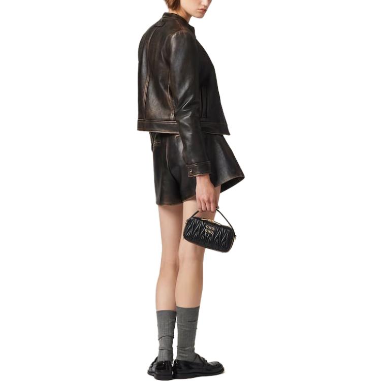 (Women) MIU MIU  Brown Solid Color Zip-Up Collar Jacket MPV858-1134-F0V6L 圖 4