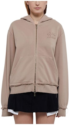 (W) MIU MIU 棕色纯色拉链连帽夹克 MJL983-137J-F0627 Order (W) MIU MIU 棕色纯色拉链连帽夹克 MJL983-137J-F0627