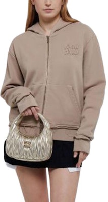 (W) MIU MIU 棕色纯色拉链连帽夹克 MJL983-137J-F0627 Shop (W) MIU MIU 棕色纯色拉链连帽夹克 MJL983-137J-F0627