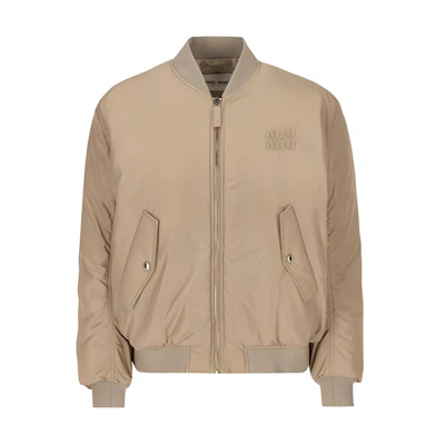 (Women) MIU MIU Brown Zip-Up Bomber Jacket with Baseball Collar. ML1071-13FR-F0572