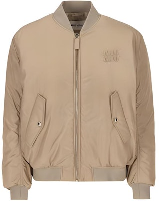 (Women) MIU MIU Brown Zip-Up Bomber Jacket with Baseball Collar. ML1071-13FR-F0572 Order (Women) MIU MIU Brown Zip-Up Bomber Jacket with Baseball Collar. ML1071-13FR-F0572