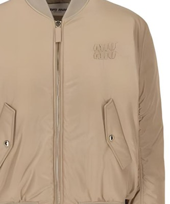 (Women) MIU MIU Brown Zip-Up Bomber Jacket with Baseball Collar. ML1071-13FR-F0572 Cheap (Women) MIU MIU Brown Zip-Up Bomber Jacket with Baseball Collar. ML1071-13FR-F0572