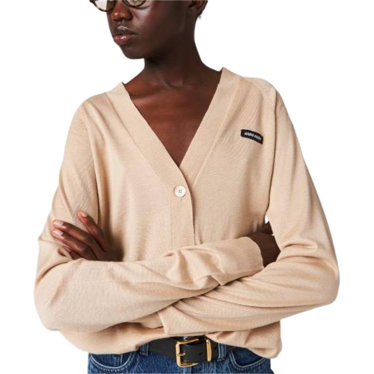 Purchase (W) MIU MIU 粉紅羊絨絲綢V領開襟衫 MMF706-12PZ-F0627-S-231