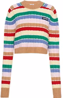 (Women) MIU MIU Cashmere Striped Sweater Camel Brown. MML547-10CX-F0040 (Women) MIU MIU Cashmere Striped Sweater Camel Brown. MML547-10CX-F0040