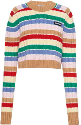(Women) MIU MIU Cashmere Striped Sweater Camel Brown. MML547-10CX-F0040 Buy (Women) MIU MIU Cashmere Striped Sweater Camel Brown. MML547-10CX-F0040