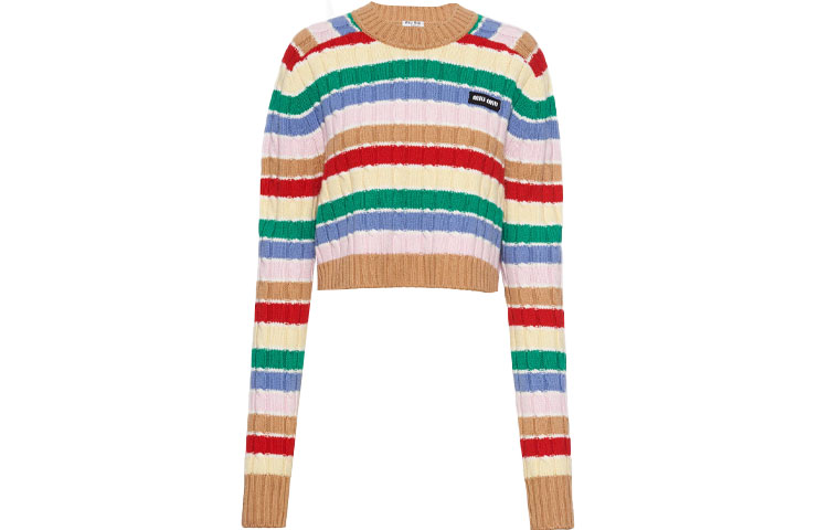 (Women) MIU MIU  Cashmere Striped Sweater Camel Brown. MML547-10CX-F0040 圖 2