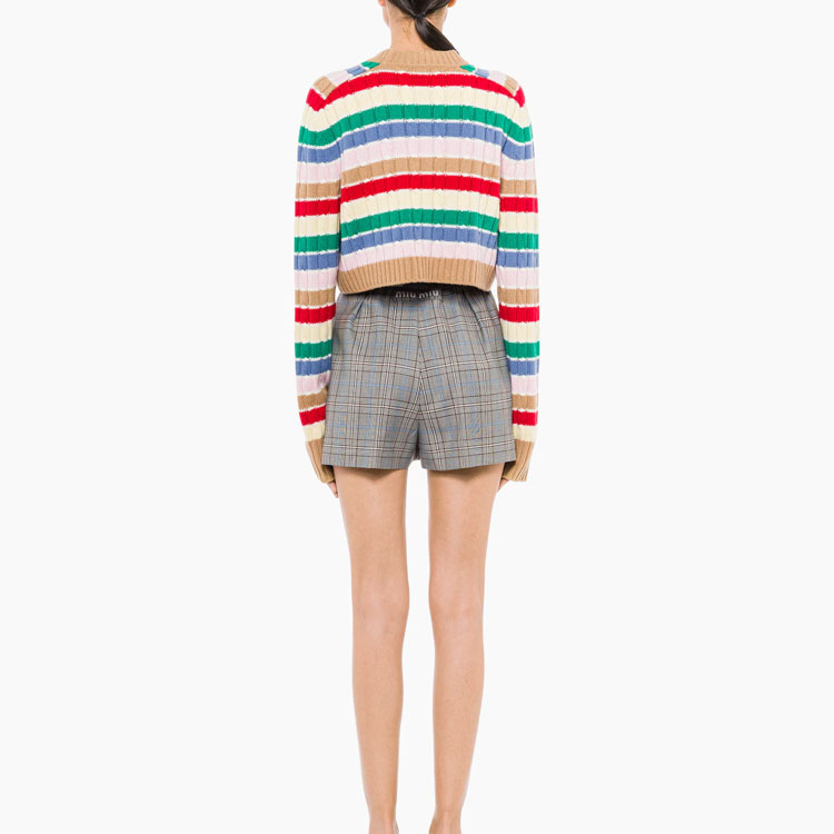 (Women) MIU MIU  Cashmere Striped Sweater Camel Brown. MML547-10CX-F0040 圖 4