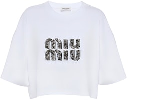 (Women) MIU MIU Casual Letter Print Short Sleeve T-Shirt White. MJN42612IOF0QMM (Women) MIU MIU Casual Letter Print Short Sleeve T-Shirt White. MJN42612IOF0QMM