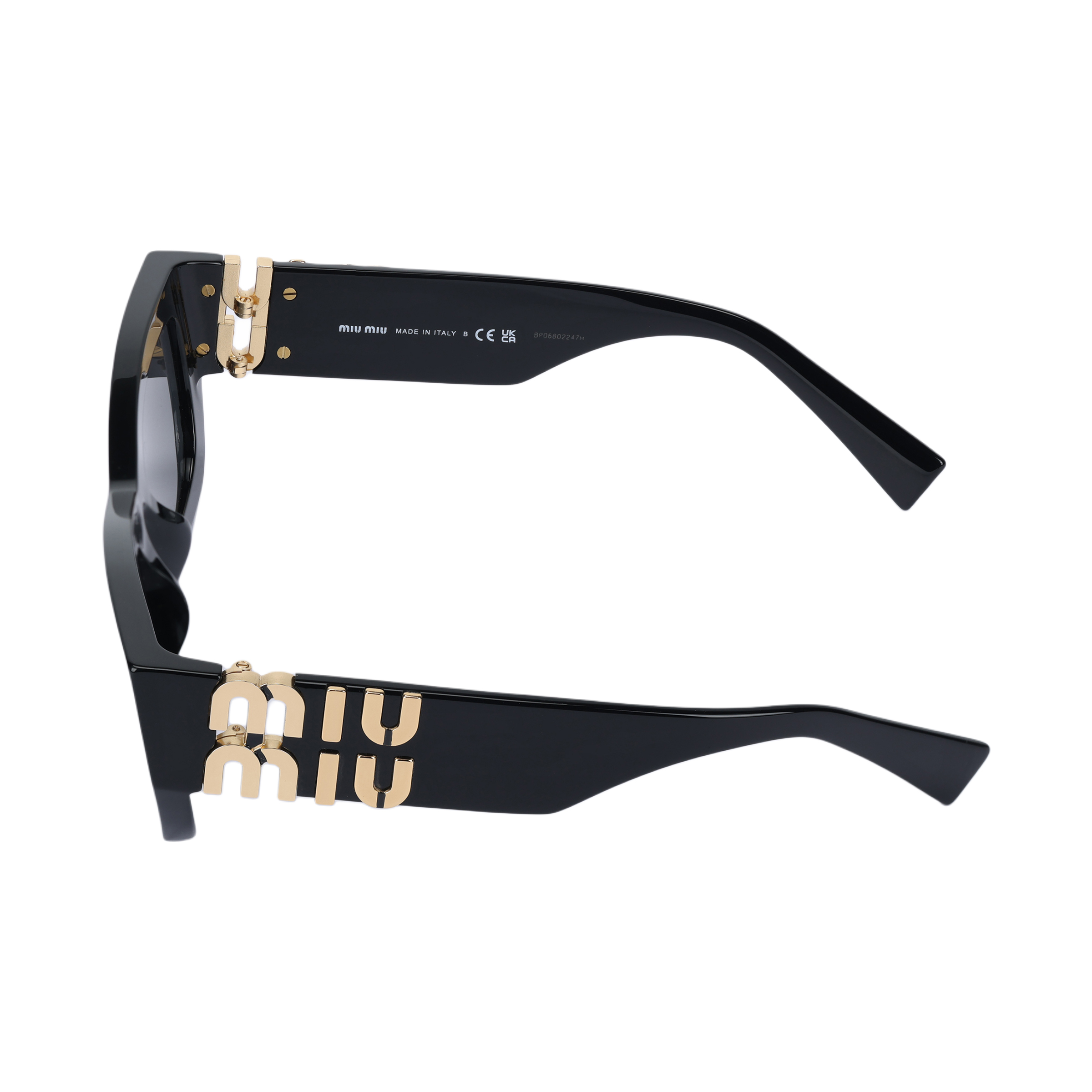 Shop (W) MIU MIU 黑色全框猫眼塑料太阳镜 09WS 1AB5S0 53 22