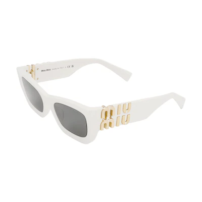 (Women) MIU MIU Cat-Eye Sunglasses with Side Gold Logo Frame. SMU09W-E142-C-053