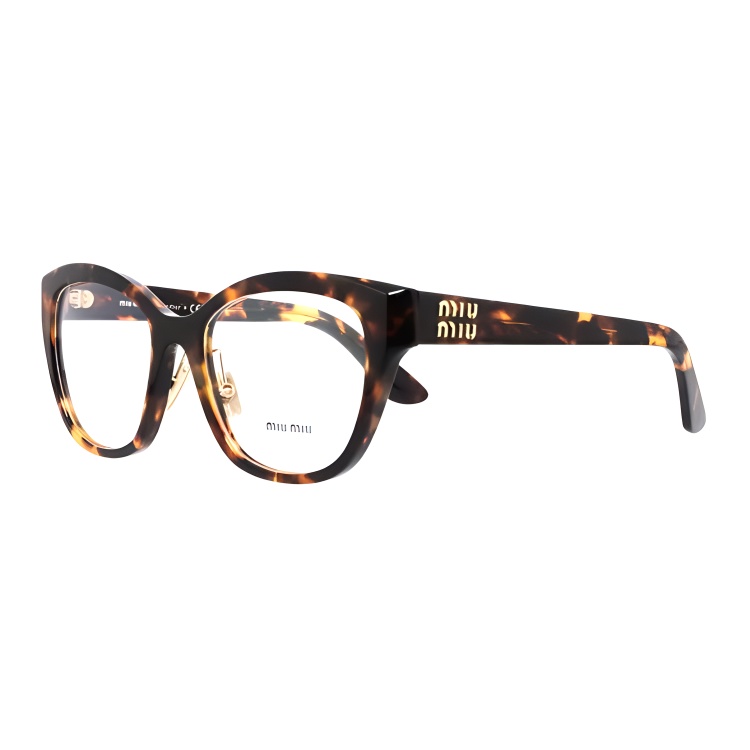 (Women) MIU MIU  Cat-Eye Tortoiseshell Optical Frame with Logo Design. VMU05XF-VAU1O1
