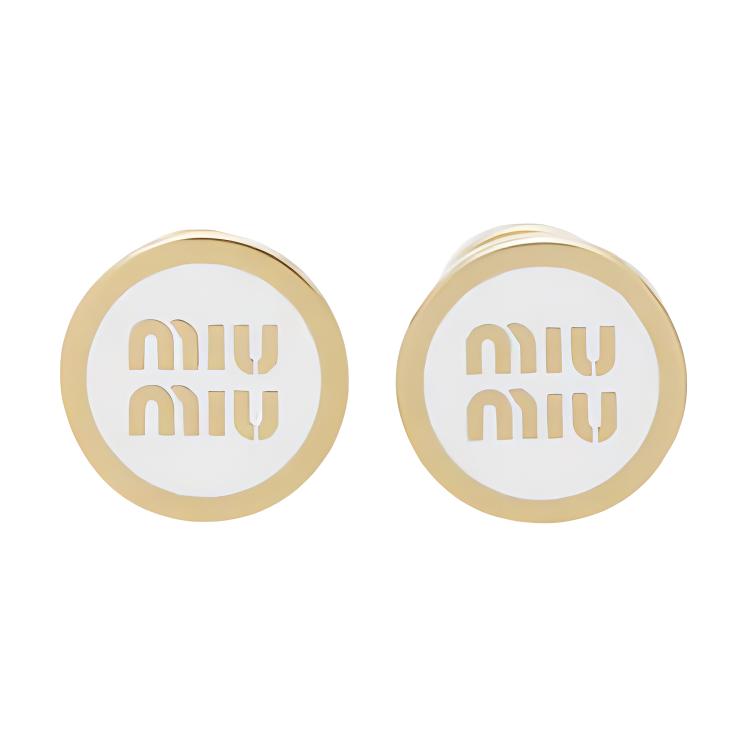 (Women) MIU MIU  Classic Logo Metal Stud Earrings - Gold 5JO912_2F6T_F0009