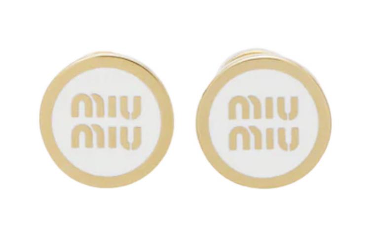 Order (W) MIU MIU Pendientes Clásicos con Logo y Tachuelas Metálicas - Dorado 5JO912_2F6T_F0009