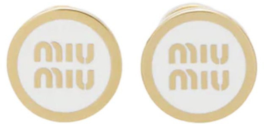 (W) MIU MIU Pendientes Clásicos con Logo y Tachuelas Metálicas - Dorado 5JO912_2F6T_F0009 Order (W) MIU MIU Pendientes Clásicos con Logo y Tachuelas Metálicas - Dorado 5JO912_2F6T_F0009