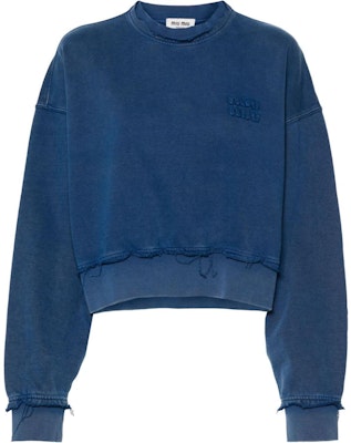 (W) ミュウミュウ カラーブロック レタージャカード オーバーサイズ スウェットシャツ ブルー POIZON240805435 Buy (W) ミュウミュウ カラーブロック レタージャカード オーバーサイズ スウェットシャツ ブルー POIZON240805435