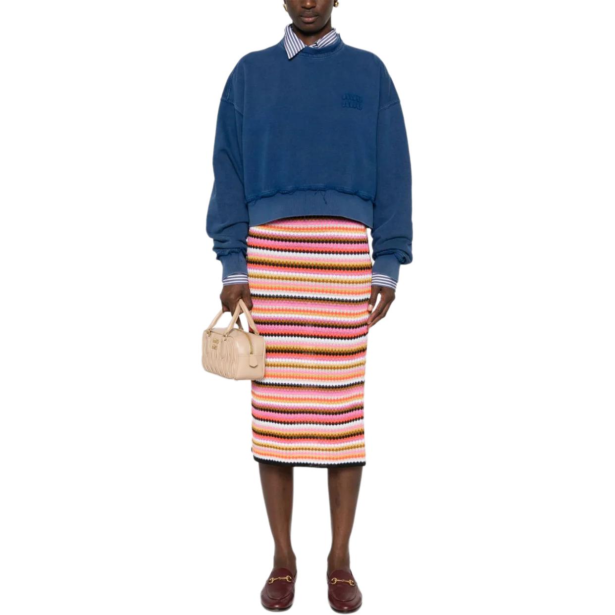 Lookbook (W) ミュウミュウ カラーブロック レタージャカード オーバーサイズ スウェットシャツ ブルー POIZON240805435