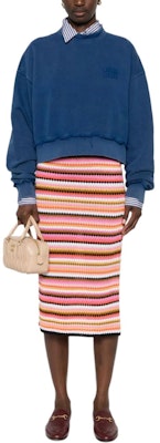 (W) ミュウミュウ カラーブロック レタージャカード オーバーサイズ スウェットシャツ ブルー POIZON240805435 Lookbook (W) ミュウミュウ カラーブロック レタージャカード オーバーサイズ スウェットシャツ ブルー POIZON240805435