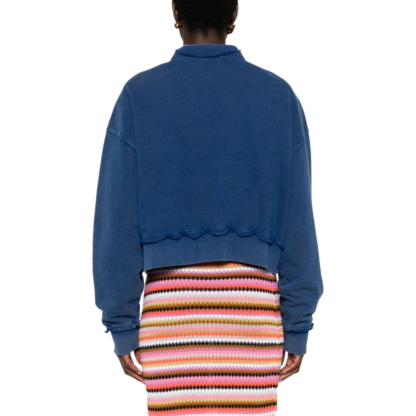 Shop (W) ミュウミュウ カラーブロック レタージャカード オーバーサイズ スウェットシャツ ブルー POIZON240805435