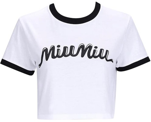 (W) MIU MIU 拼色徽标印花短袖圆领T恤 白色. MJN520-14ES-F0964 Buy (W) MIU MIU 拼色徽标印花短袖圆领T恤 白色. MJN520-14ES-F0964