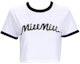 Buy (W) MIU MIU 拼色徽标印花短袖圆领T恤 白色. MJN520-14ES-F0964