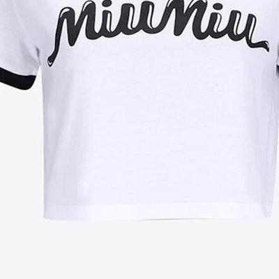 (W) MIU MIU 拼色徽标印花短袖圆领T恤 白色. MJN520-14ES-F0964 Purchase (W) MIU MIU 拼色徽标印花短袖圆领T恤 白色. MJN520-14ES-F0964