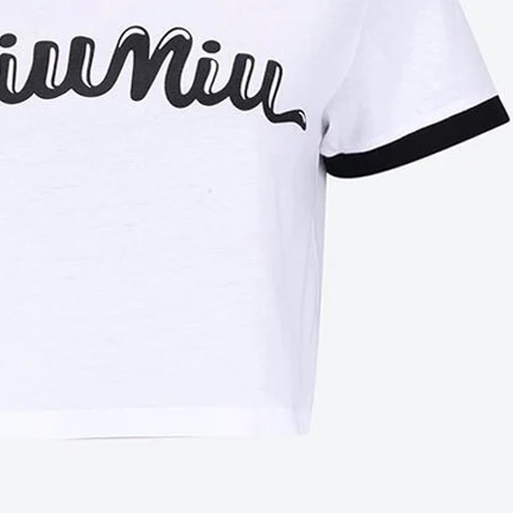 Details for (W) MIU MIU 拼色徽标印花短袖圆领T恤 白色. MJN520-14ES-F0964