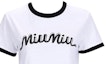 Cheap (W) MIU MIU 拼色徽标印花短袖圆领T恤 白色. MJN520-14ES-F0964