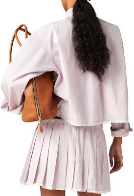 (W) MIU MIU Baju Lengan Panjang Berjalur Coral dengan Kolar Runcing. MK1765-15AK-F0J3D-S-232 Shop (W) MIU MIU Baju Lengan Panjang Berjalur Coral dengan Kolar Runcing. MK1765-15AK-F0J3D-S-232