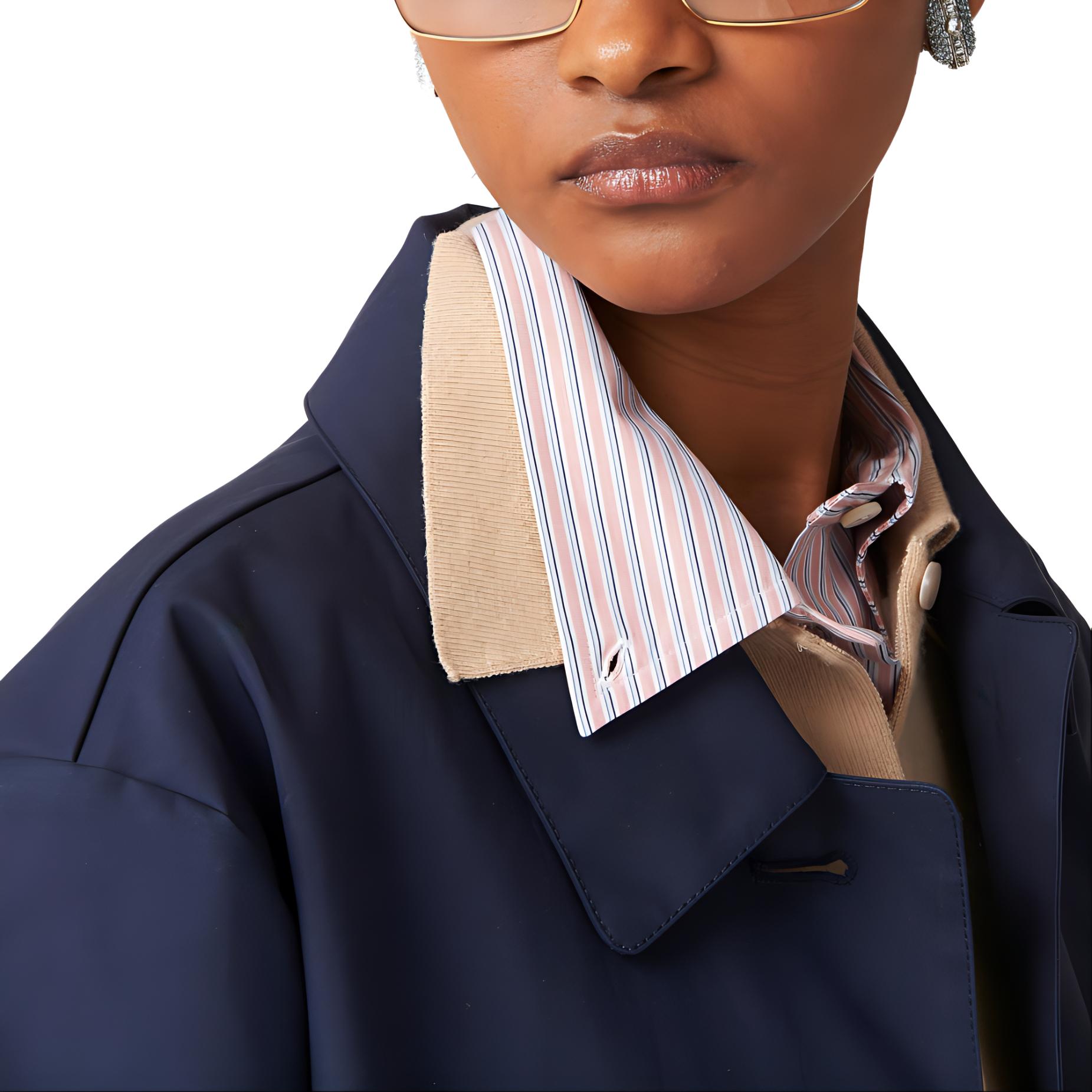 Details for (W) MIU MIU Baju Lengan Panjang Berjalur Coral dengan Kolar Runcing. MK1765-15AK-F0J3D-S-232