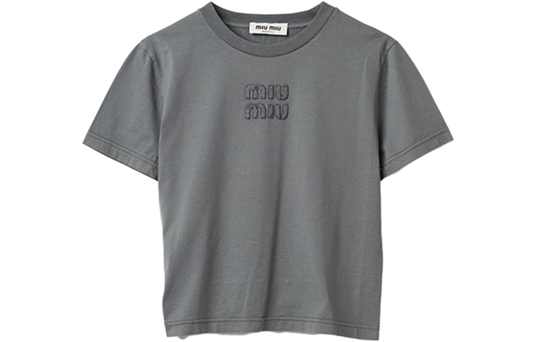 (Women) MIU MIU  Crewneck Short Sleeve Straight T-Shirt SS24 Casual Tee MJN467-137L-F0D65-S-231