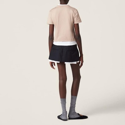 (W) MIU MIU 圆领短袖直筒T恤 SS24休闲款上衣 MJN467-137L-F0D65-S-231 Cheap (W) MIU MIU 圆领短袖直筒T恤 SS24休闲款上衣 MJN467-137L-F0D65-S-231