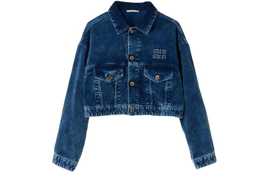 (Women) MIU MIU  Denim Jacket with Logo Print, Collared, Long Sleeve, Button-Up. ML1018-135Z-F0589-S-OOO 圖 2