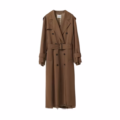 (Women) MIU MIU Double-Breasted Mid-Length Coat in Soft Beige. MS1994-108N-F0594-S-OOO