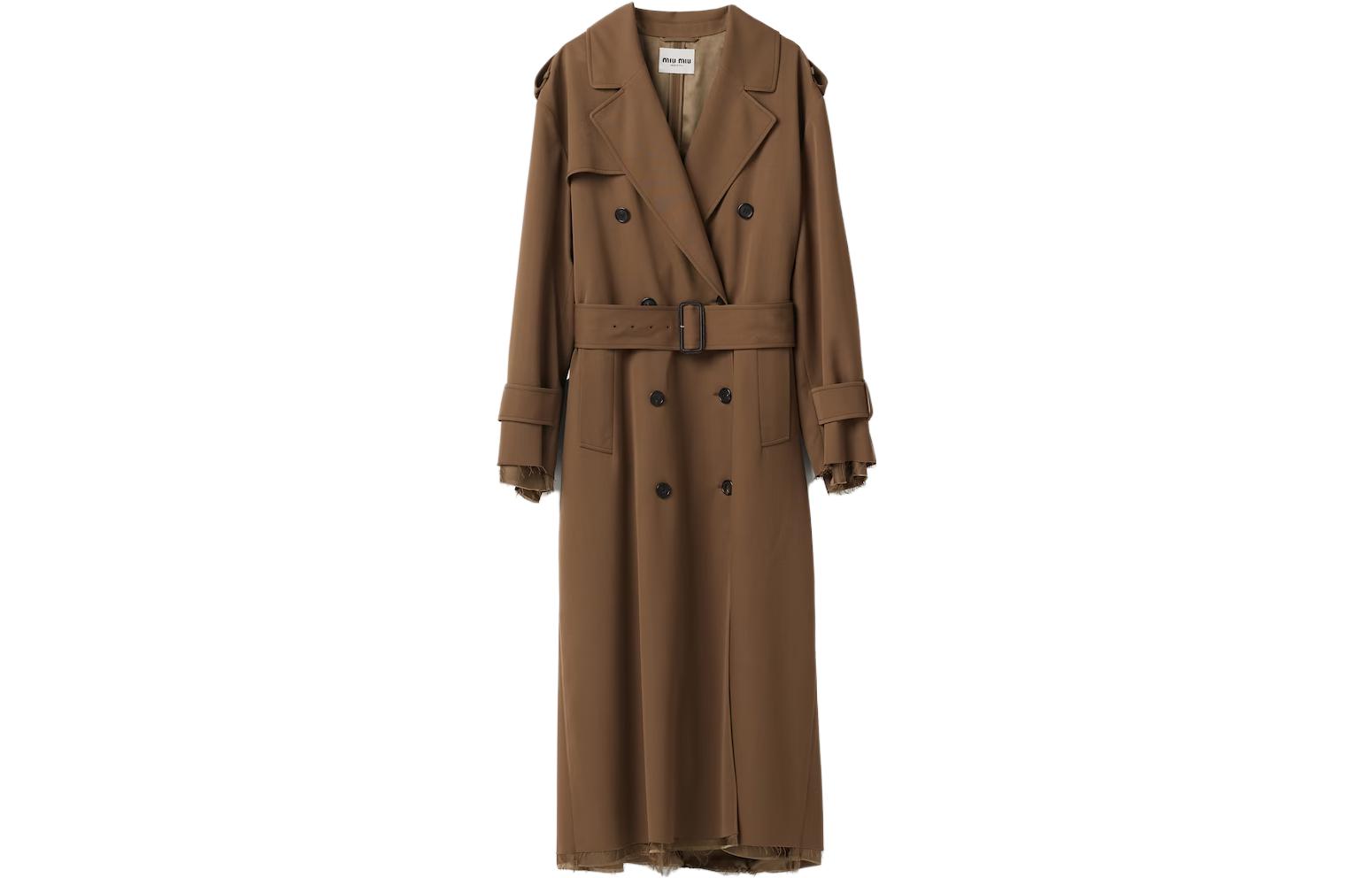 Order (Women) MIU MIU  Double-Breasted Mid-Length Coat in Soft Beige. MS1994-108N-F0594-S-OOO