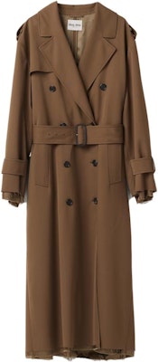 (Women) MIU MIU Double-Breasted Mid-Length Coat in Soft Beige. MS1994-108N-F0594-S-OOO Order (Women) MIU MIU Double-Breasted Mid-Length Coat in Soft Beige. MS1994-108N-F0594-S-OOO