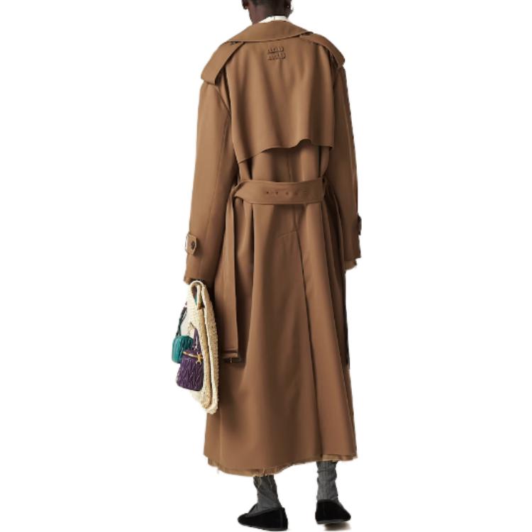 Shop (Women) MIU MIU  Double-Breasted Mid-Length Coat in Soft Beige. MS1994-108N-F0594-S-OOO