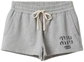 (Women) MIU MIU Drawstring Logo Straight Shorts Grey Casual Wear. MJP312-14EJ-F0031-S-OOO (Women) MIU MIU Drawstring Logo Straight Shorts Grey Casual Wear. MJP312-14EJ-F0031-S-OOO
