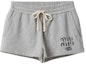 Buy (Women) MIU MIU Drawstring Logo Straight Shorts Grey Casual Wear. MJP312-14EJ-F0031-S-OOO