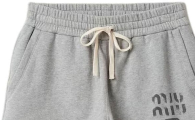 (Women) MIU MIU Drawstring Logo Straight Shorts Grey Casual Wear. MJP312-14EJ-F0031-S-OOO Details for (Women) MIU MIU Drawstring Logo Straight Shorts Grey Casual Wear. MJP312-14EJ-F0031-S-OOO