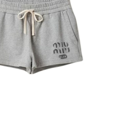 (Women) MIU MIU Drawstring Logo Straight Shorts Grey Casual Wear. MJP312-14EJ-F0031-S-OOO Sizing (Women) MIU MIU Drawstring Logo Straight Shorts Grey Casual Wear. MJP312-14EJ-F0031-S-OOO