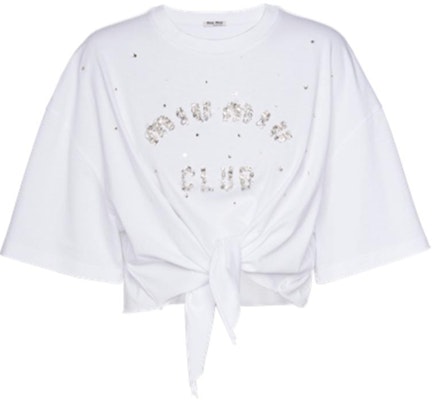 (W) MIU MIU 刺绣纯棉针织短款上衣 白色 MJN364-10OS-F0009 Order (W) MIU MIU 刺绣纯棉针织短款上衣 白色 MJN364-10OS-F0009