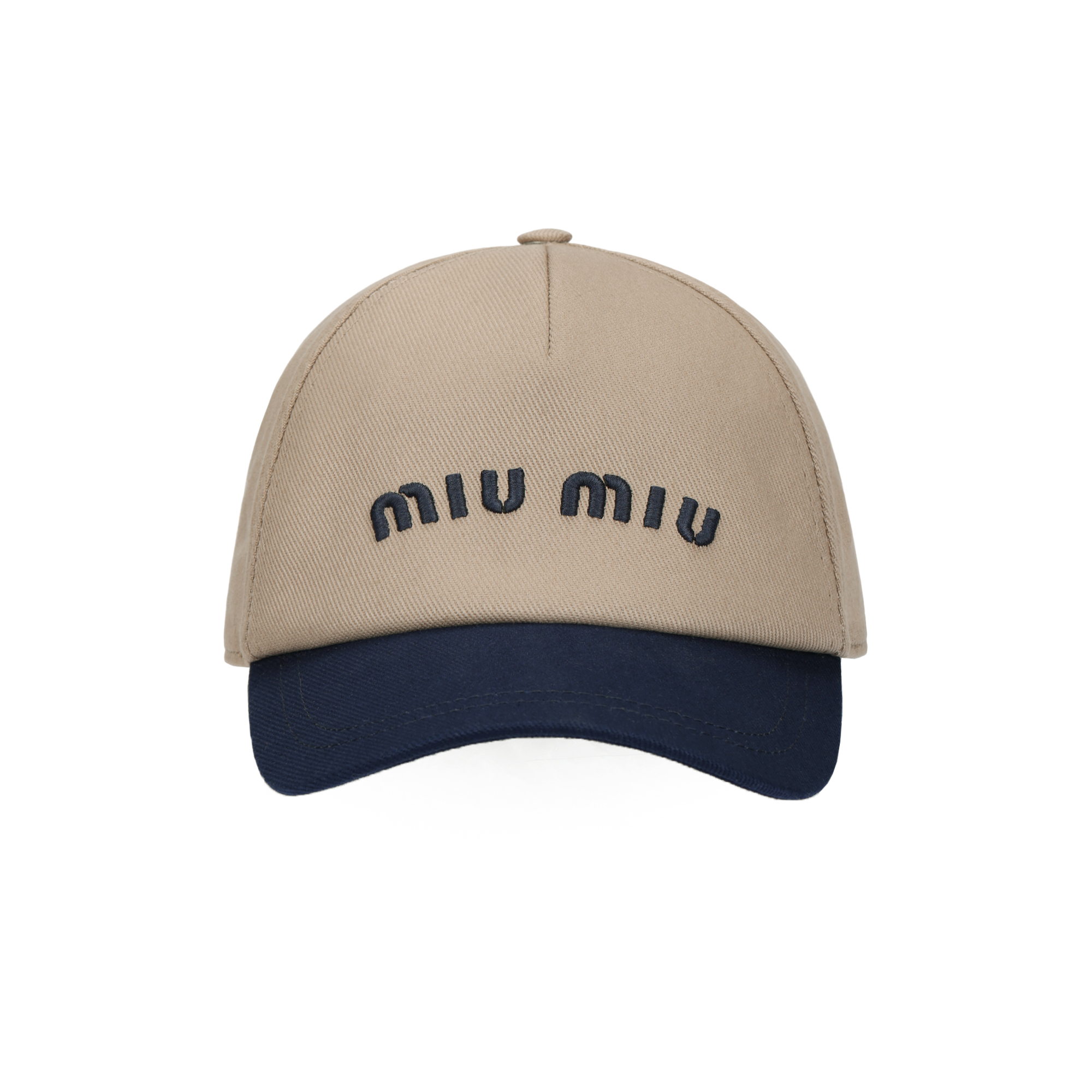 (Women) MIU MIU  Embroidered Logo Fabric Baseball Cap Khaki Color 5HC179_2CQ1_F0LMV