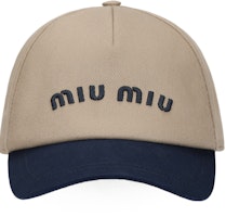 (Women) MIU MIU Embroidered Logo Fabric Baseball Cap Khaki Color 5HC179_2CQ1_F0LMV (Women) MIU MIU Embroidered Logo Fabric Baseball Cap Khaki Color 5HC179_2CQ1_F0LMV