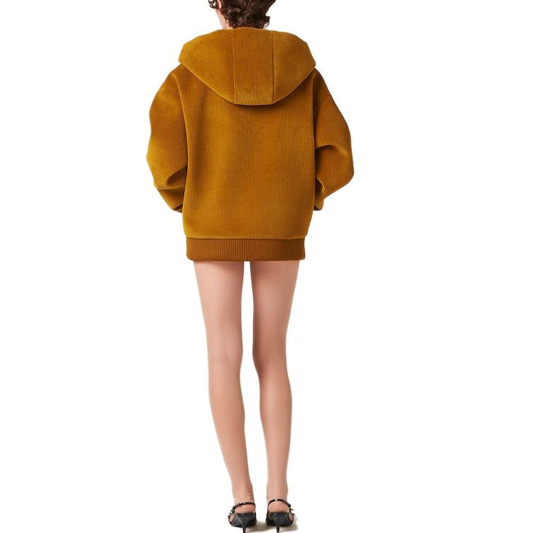 Shop (Women) MIU MIU  Embroidered Logo Zipper Jacket in Ochre Color. ML991-13OR-F0091-S-232