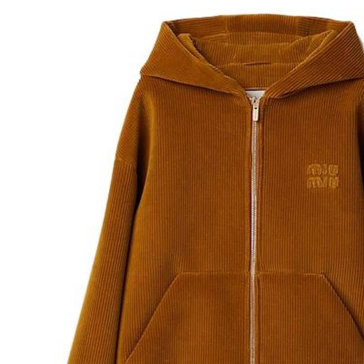 Details for (Women) MIU MIU  Embroidered Logo Zipper Jacket in Ochre Color. ML991-13OR-F0091-S-232
